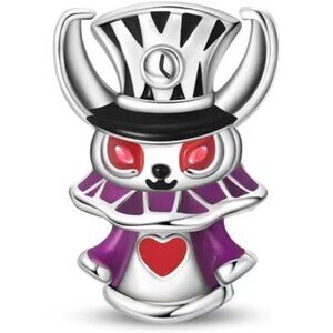 Darkened Rabbit Beads Cute Animal DIY Charm Pendant, 925 Sterling Silver Pendant